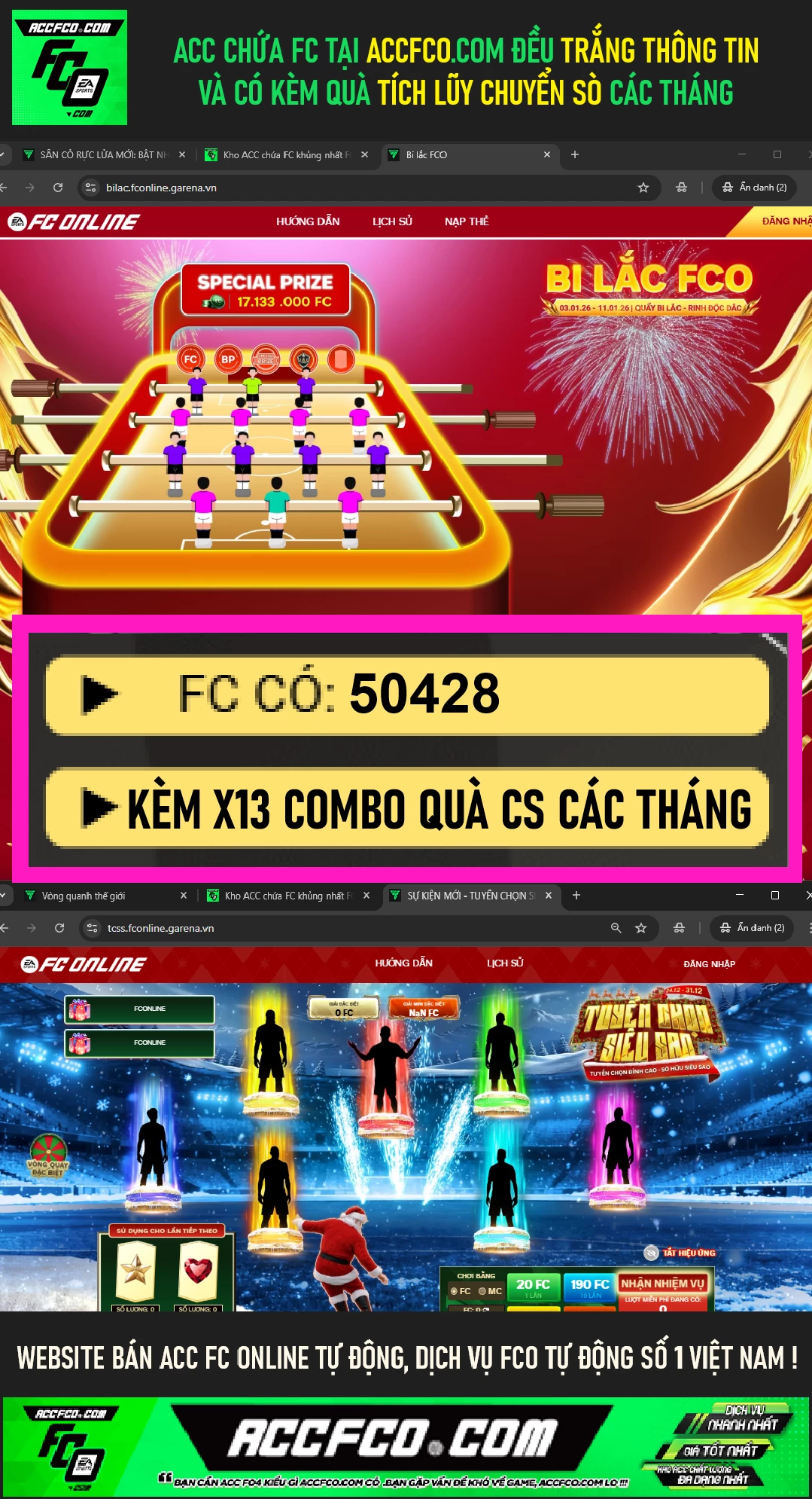 [Full miniface] ACC FC Online chứa 50.428 FC trắng thông tin (kèm quà x13 Combo quà TLCS các tháng🎁)